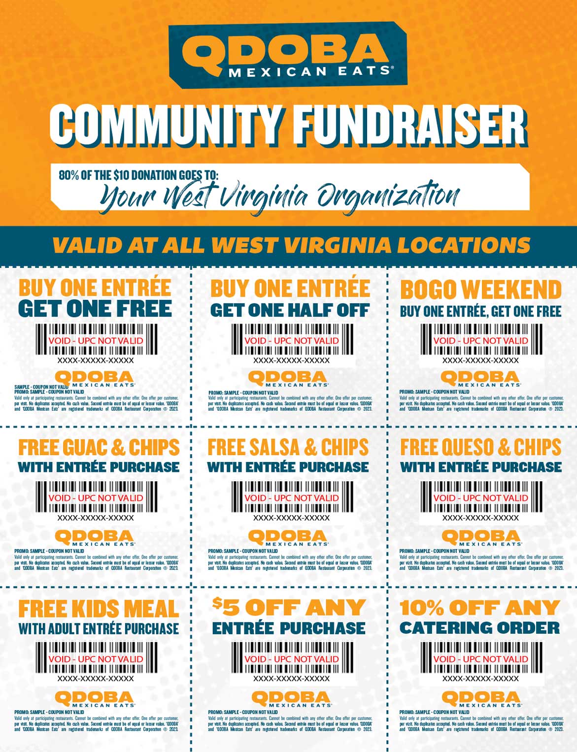 QDOBA West Virginia Coupon Fundraiser Sheets